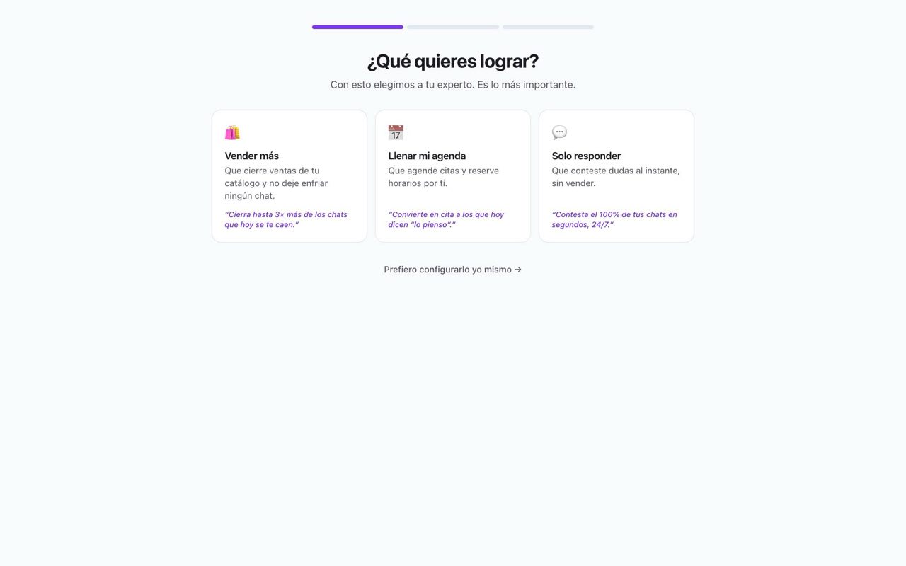 Elegir entre Vender más, Llenar mi agenda o Solo responder
