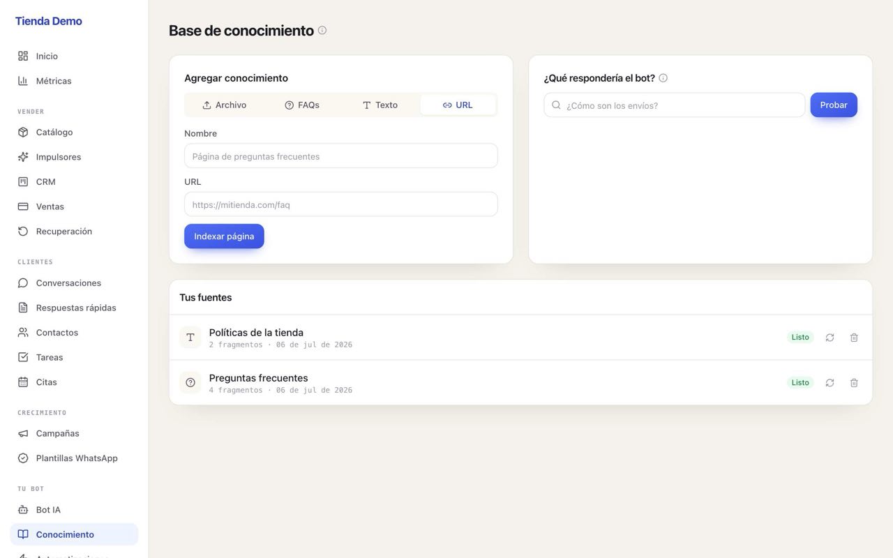 Probar qué respondería el bot ante una pregunta