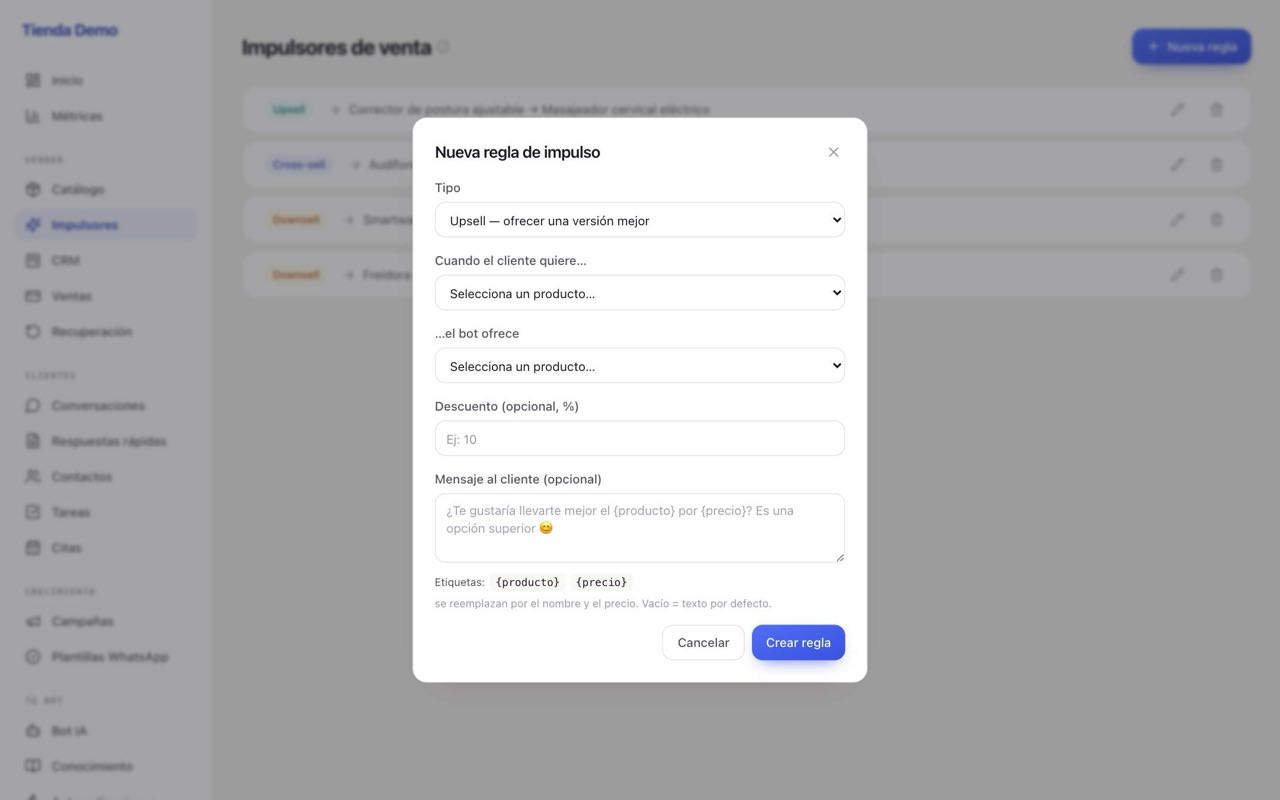 Formulario de nueva regla de impulso